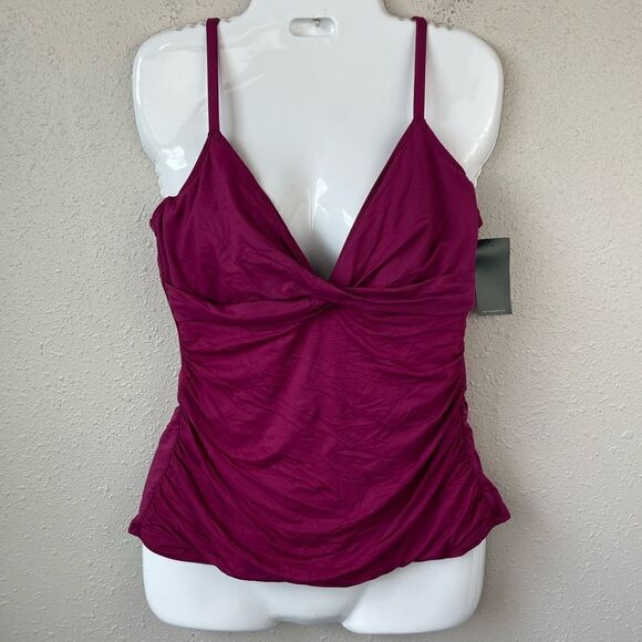 NWT Lauren Ralph Lauren Plum Tankini Top Size 14 - Picture 1 of 6